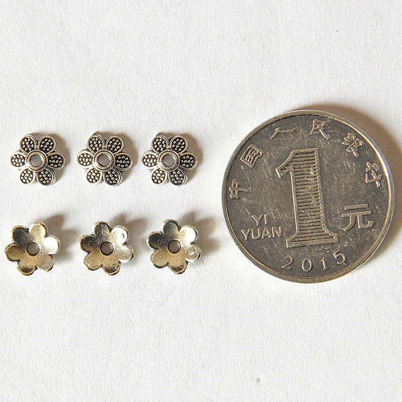 100 шт. тибетские антикварные зеркальные заглушки Цветочные бусины шляпы для