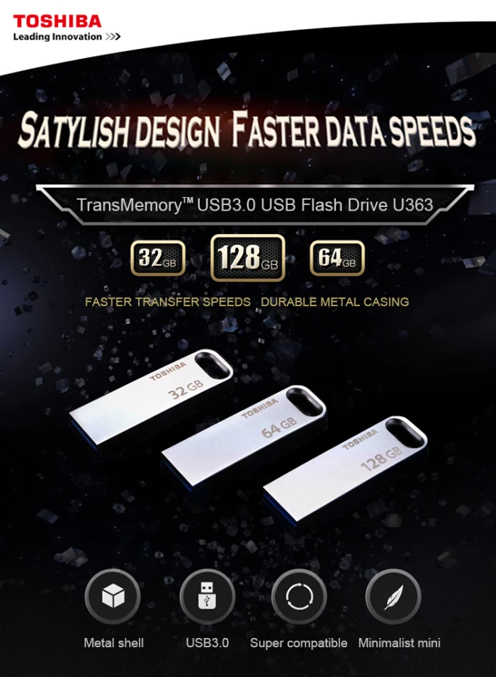 TOSHIBA USB флеш-накопитель USB3.0 U363 32 Гб usb флешка 64 Гб chiavetta usb 128 ГБ металлическая Водонепроницаемая ручка-накопитель устройство для хранения pendriv