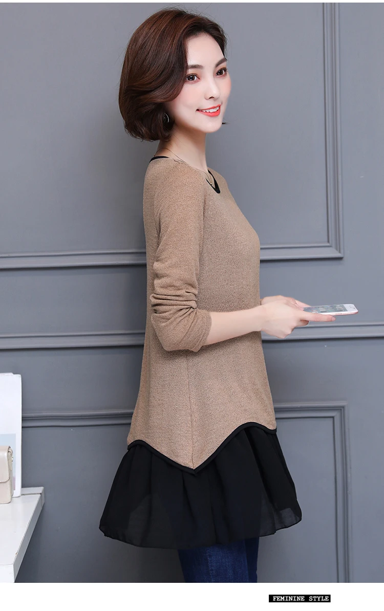 Blusas Mujer De Moda кимоно винтажные Лоскутные Женские топы и блузки винтажные женские туники с круглым вырезом Длинные рубашки размера плюс 5XL