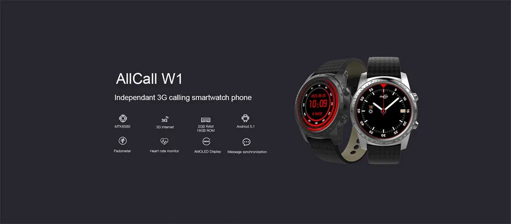 AllCall W1 3g Smartwatch телефон Android четырехъядерный 2 ГБ+ 16 Гб монитор сердечного ритма 400 мАч Reloj Inteligente 19Mar28