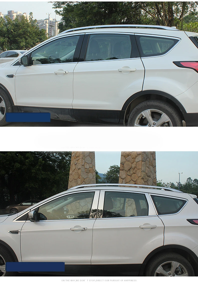 Stainless Steel Full Window Frame Molding Trim Strips With Center Pillars For Ford Kuga Escape 2013- C520 Car Styling