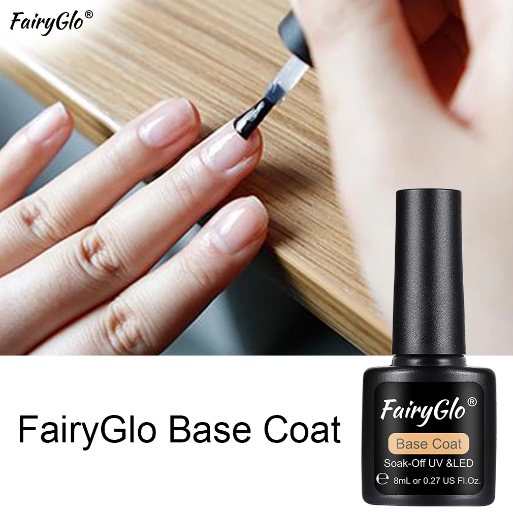 Гель лак для ногтей FairyGlo 8 мл основа не чистится верхнее покрытие гель грунтовка