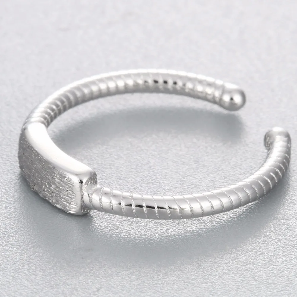 Kinitial 1 шт. 925 silver геометрическим квадратный Кольца девушку свадьбы твист кольцо
