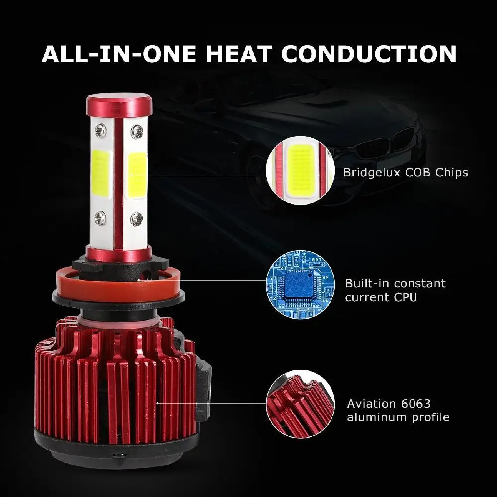 Partol 100 W H11 светодиодный фар автоматические светодиодные лампы Противотуманные