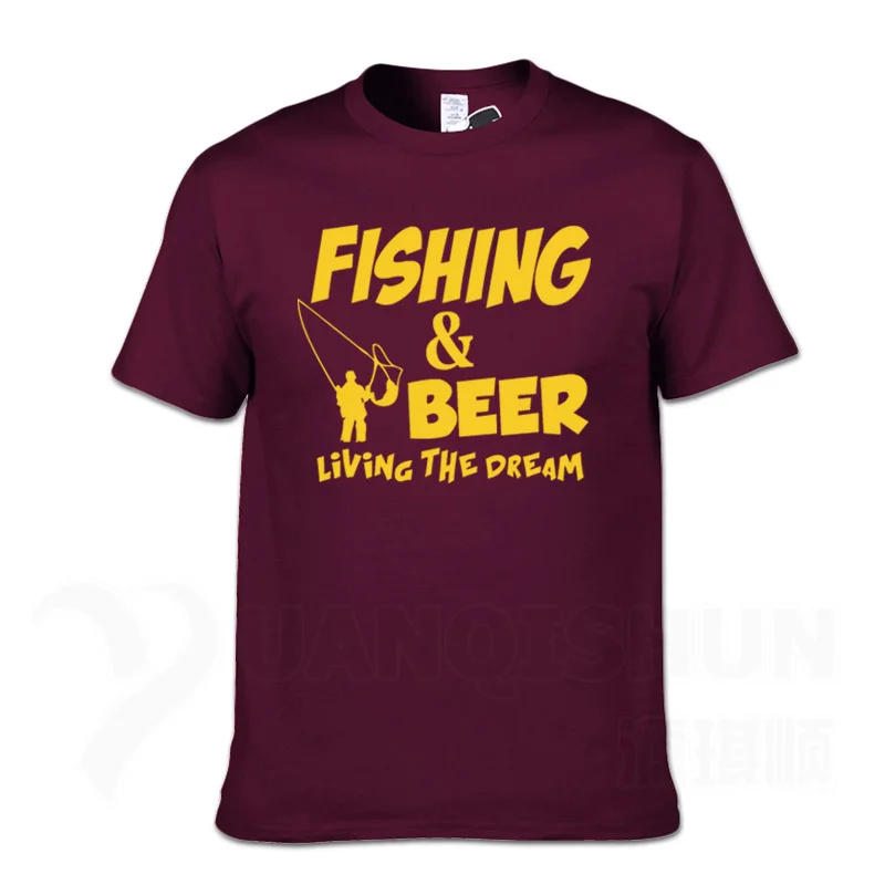 Red wine 2 Футболка с надписью «Fishings» и надписью «Fishinger Beer Fish Live The Dream», футболка с надписью «Sporter Flying Fresh Fun Gift», футболки - Цвет: Red wine 2