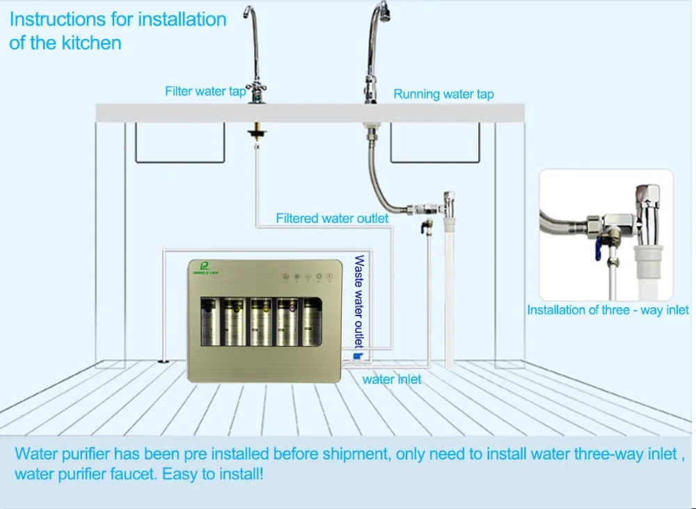 Silver High quality Kitchen drinking water filter machine cystem for the tap uf water purifier ultrafilter ultrafiltration