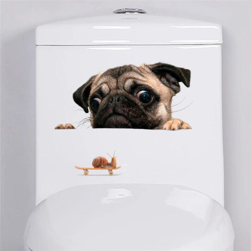 3d эффект собака Наклейки на стены Дети номера туалет ванная комната home decor