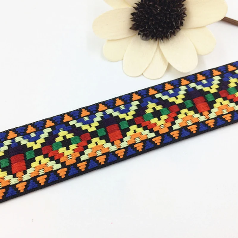 

5Yards 30mm 1-1/4'' DIY Craft Jacquard Ribbon Clothing Curtain Accessory Geometric Woven Ribbon Hair Bow Belt Lace Decoration