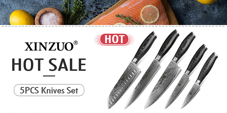 XINZUO " дюймовый нож Santoku японская Дамасская сталь VG10 кухонные ножи шеф-повара с черной ручкой кухонные инструменты из нержавеющей стали
