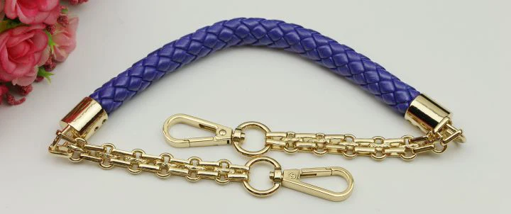 Blue Короткие, 50 см, металлические, с золотой цепочкой, сменные ремешки, цветные, из искусственной кожи, ручки для кошельков, для маленьких сумок, DIY, аксессуары для сумок - Цвет: Blue