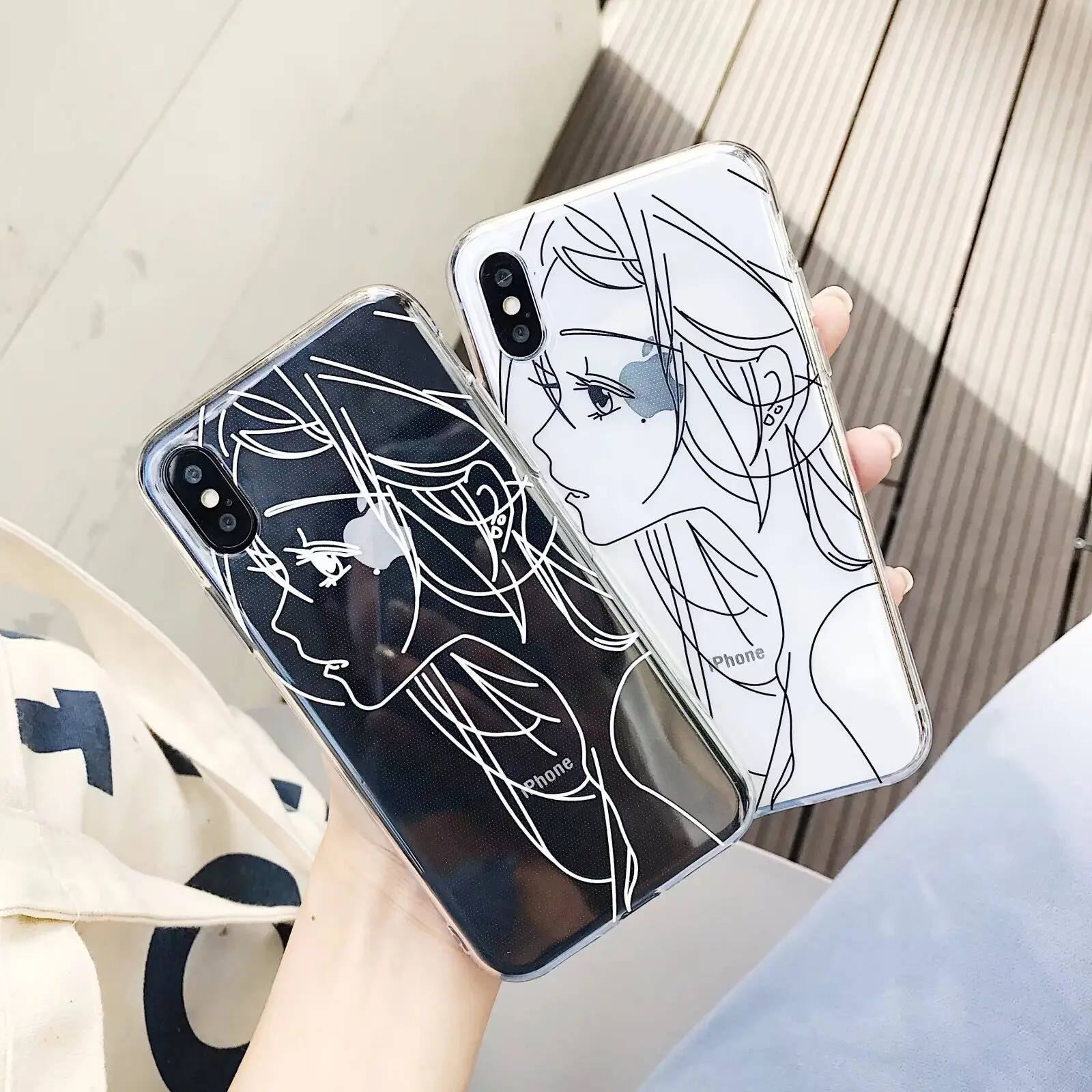 Модные Простые линии аниме девочка чехол для iPhone Xs 11 pro MAX Xr X 6 6s 7 8 plus задняя крышка