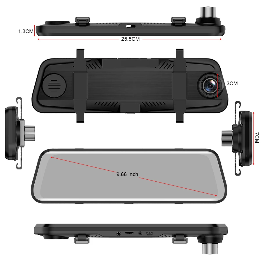 Kommander Автомобильный видеорегистратор поток зеркало заднего вида dash cam Full HD 1080P полный сенсорный экран 1" авто камера автомобильный рекордер dash cam