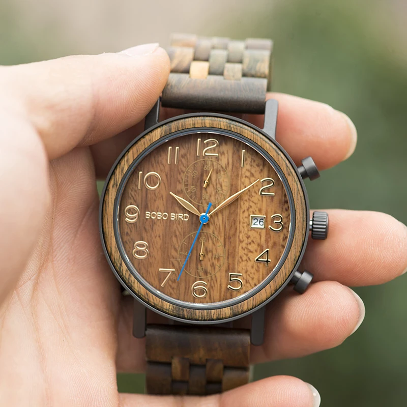 Мужские часы ручной работы reloj hombre BOBO BIRD деревянные Деревянный Металл Роскошный