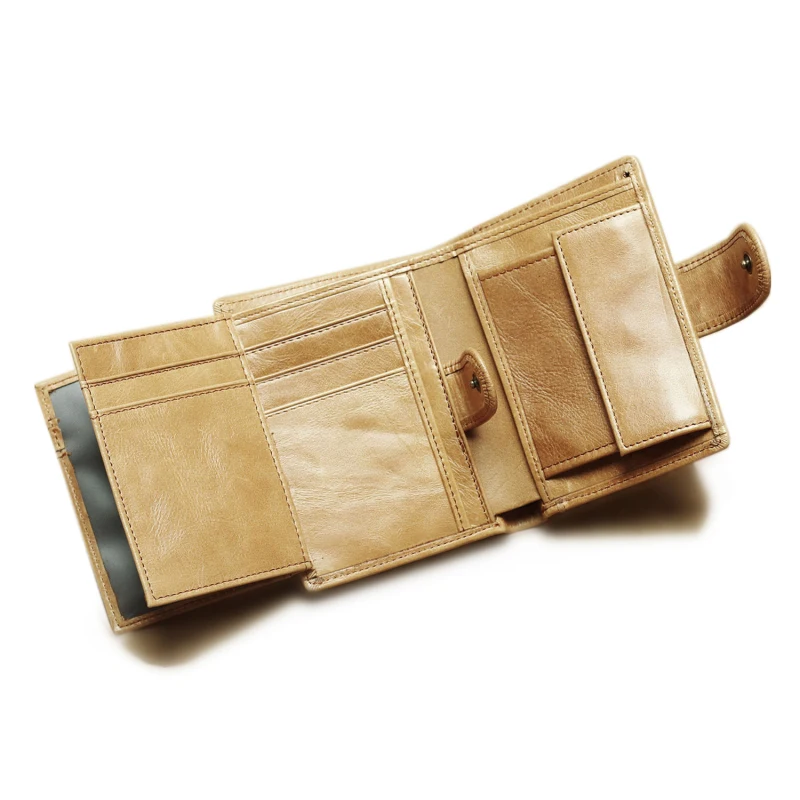New luxury Imported top layer cowhide RFID men vintage yellow color anti-magnetic short wallet | Багаж и сумки