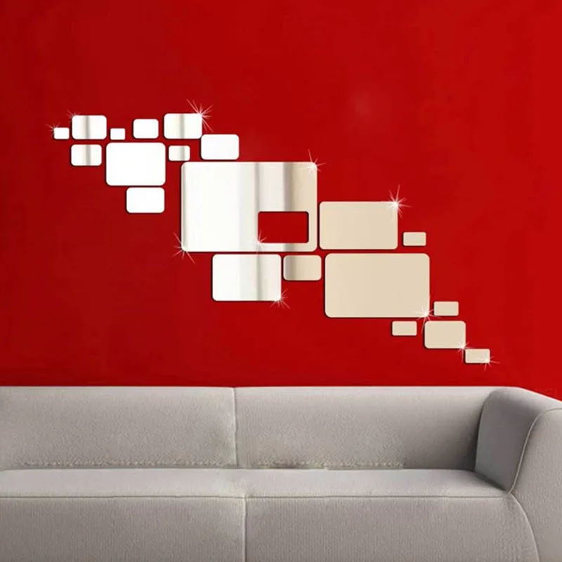 Funlife Background wall mirror stickers living room sofa TV background geometric environment can be removed ps paste 3611 | Дом и сад