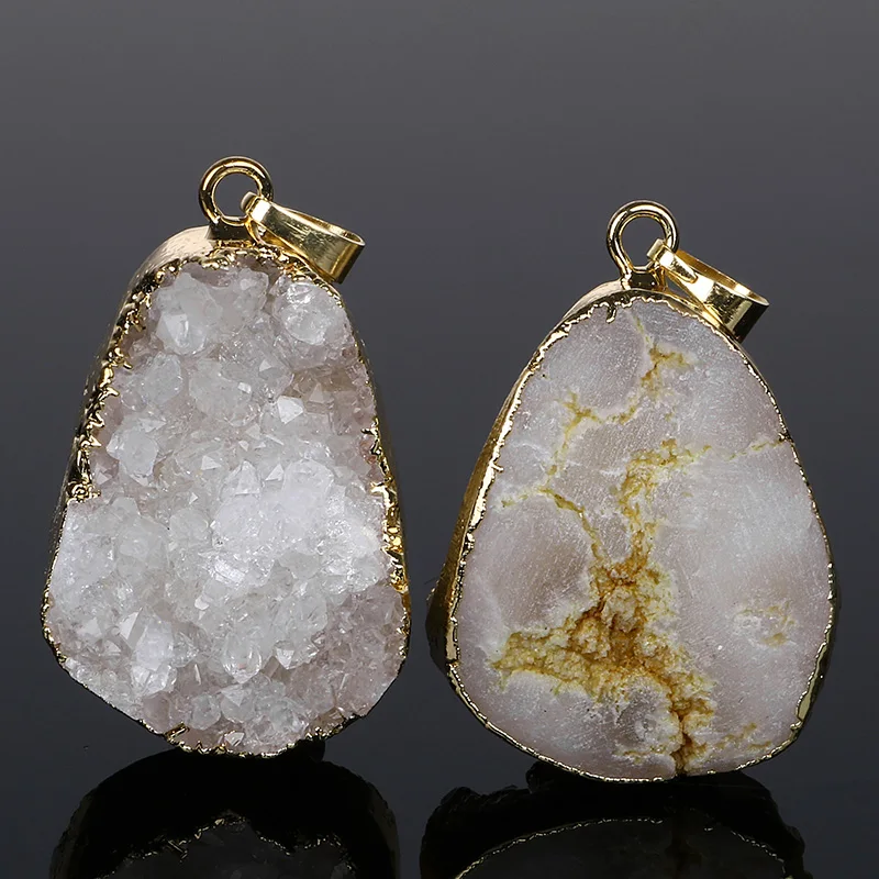 Белые нестандартные кварцевые хрустальные подвески драгоценности