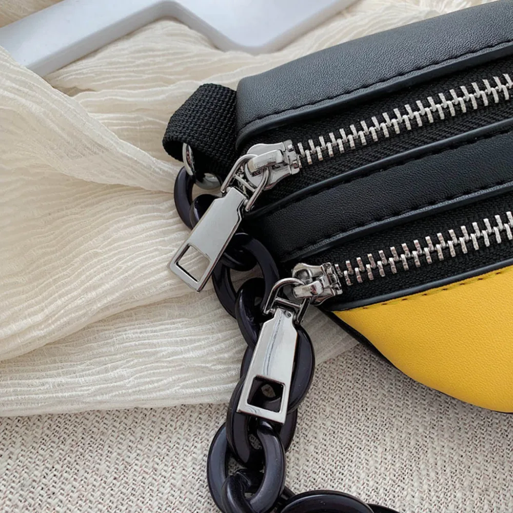 Женская кожаная сумка-мессенджер разноцветная сумка через плечо с цепочкой