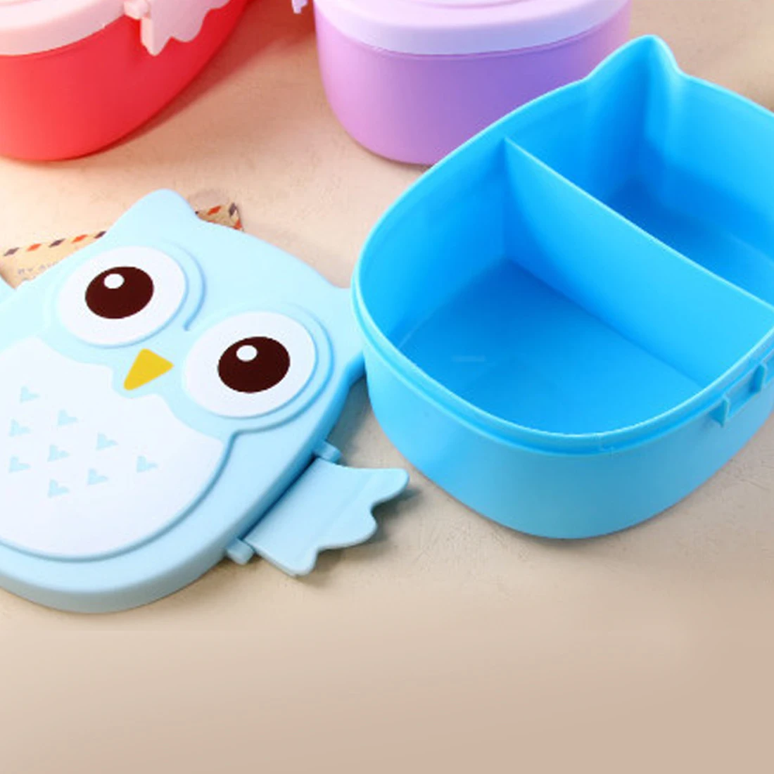 Fashion 2 Layer Cartoon Owl Lunchbox Bento storage for rice Fruit Storage Microwave Plastic box Cutlery Set Fiambrera | Дом и сад