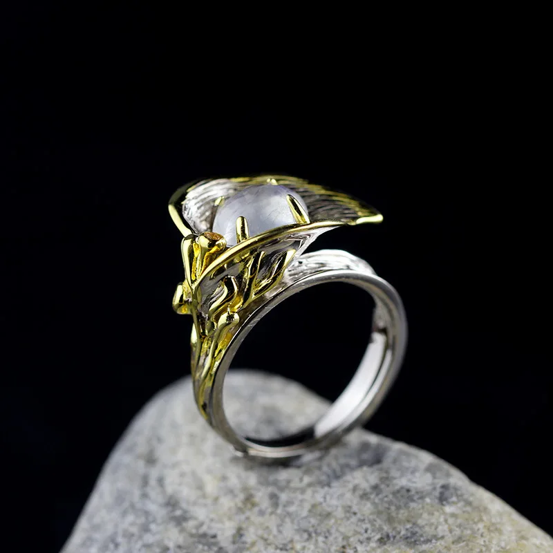The character of the new fashion women's silver moon moon goddess Calla true to life S925 ring