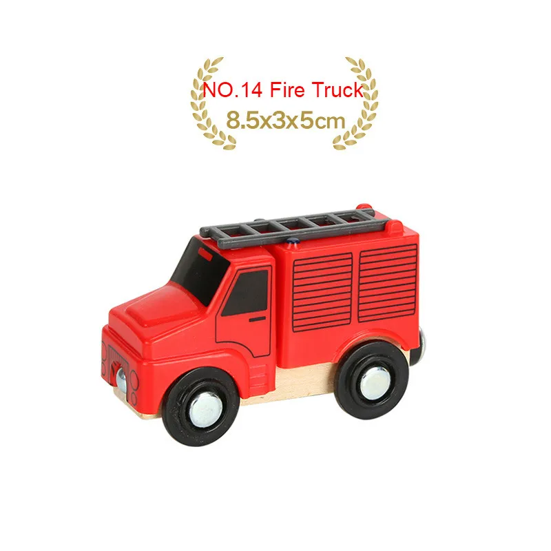 NO.14 Fire Truck EDWONE деревянный магнитный Поезд Самолет деревянная железная дорога автомобиль грузовик аксессуары игрушка для детей подходит дерево Toma s Biro треки подарки - Цвет: NO.14 Fire Truck