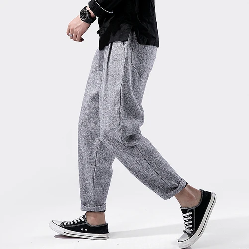 Men Vintage Fashion Casual Loose Pant Japan Harajuku Streetwear Harem Trousers Male - Цвет: Light grey