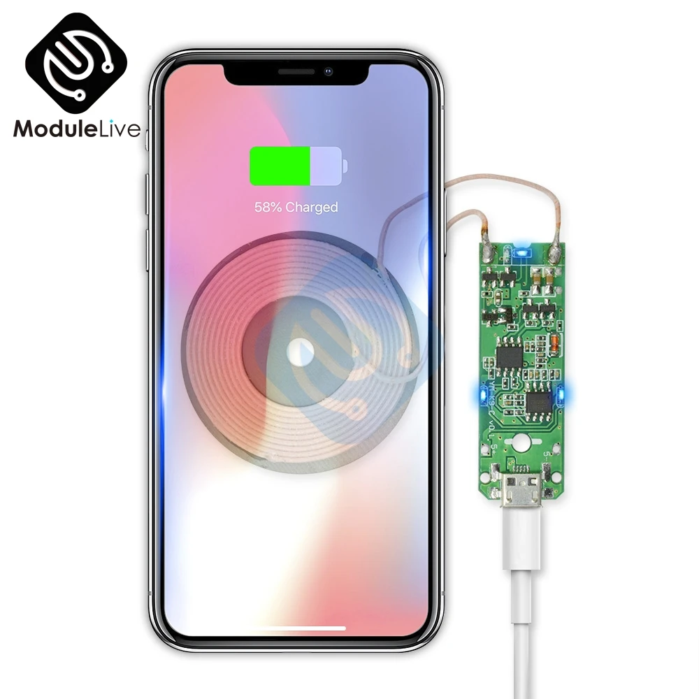 Qi Стандартный передатчик Модуль Беспроводное зарядное устройство микро USB сотовый телефон беспилотный Быстрая зарядка Diy электронная катушка зарядная плата 5 Вт