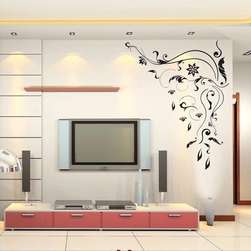 Стикер стены из винограда черный цветок домашний декор для спальни гостиной ТВ