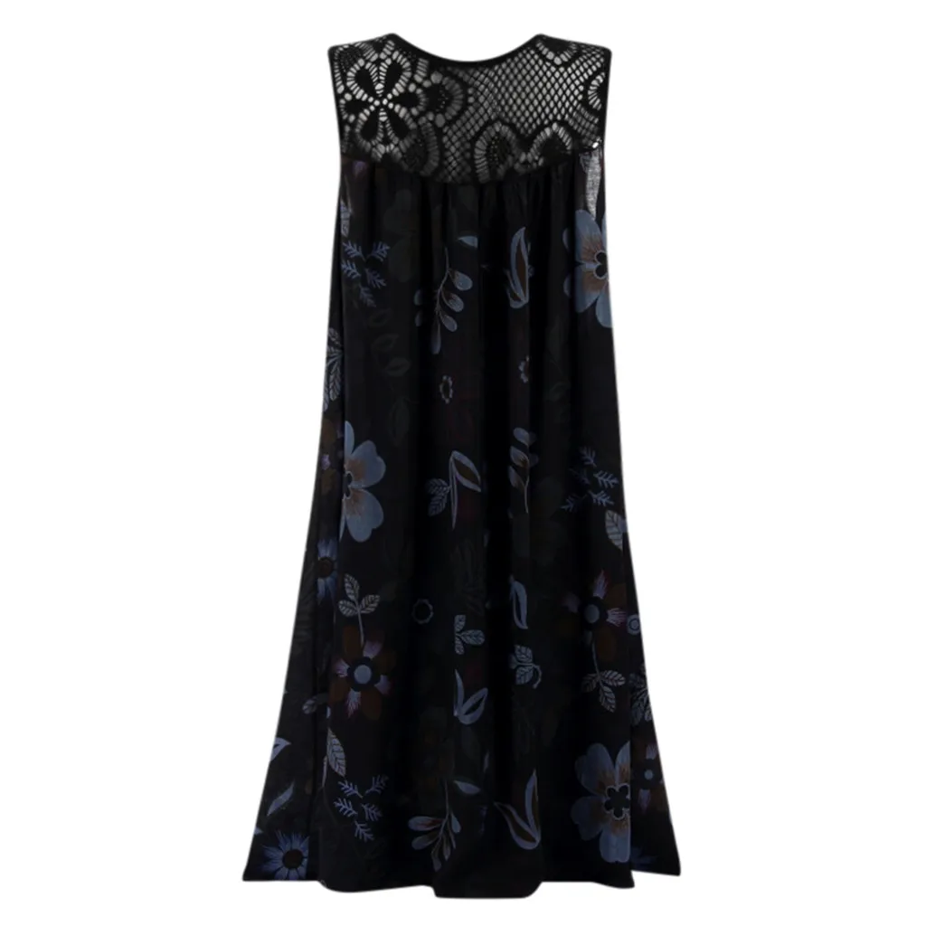 Новинка, Стильное женское платье Kleid, женское летнее платье Бохо без рукавов, кружевное платье с принтом, Abito da donna alla moda