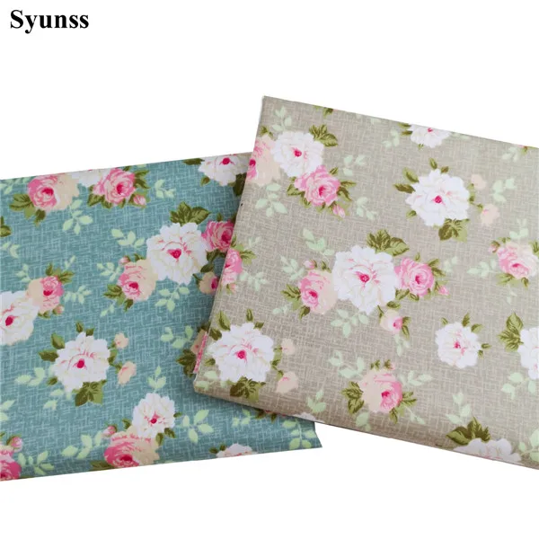 each design Syunss Diy Лоскутная Ткань для квилтинга детские кроватки подушки платье Шитье Tissus Синий Пион печатных саржа хлопчатобумажная ткань Tecido - Цвет: each design