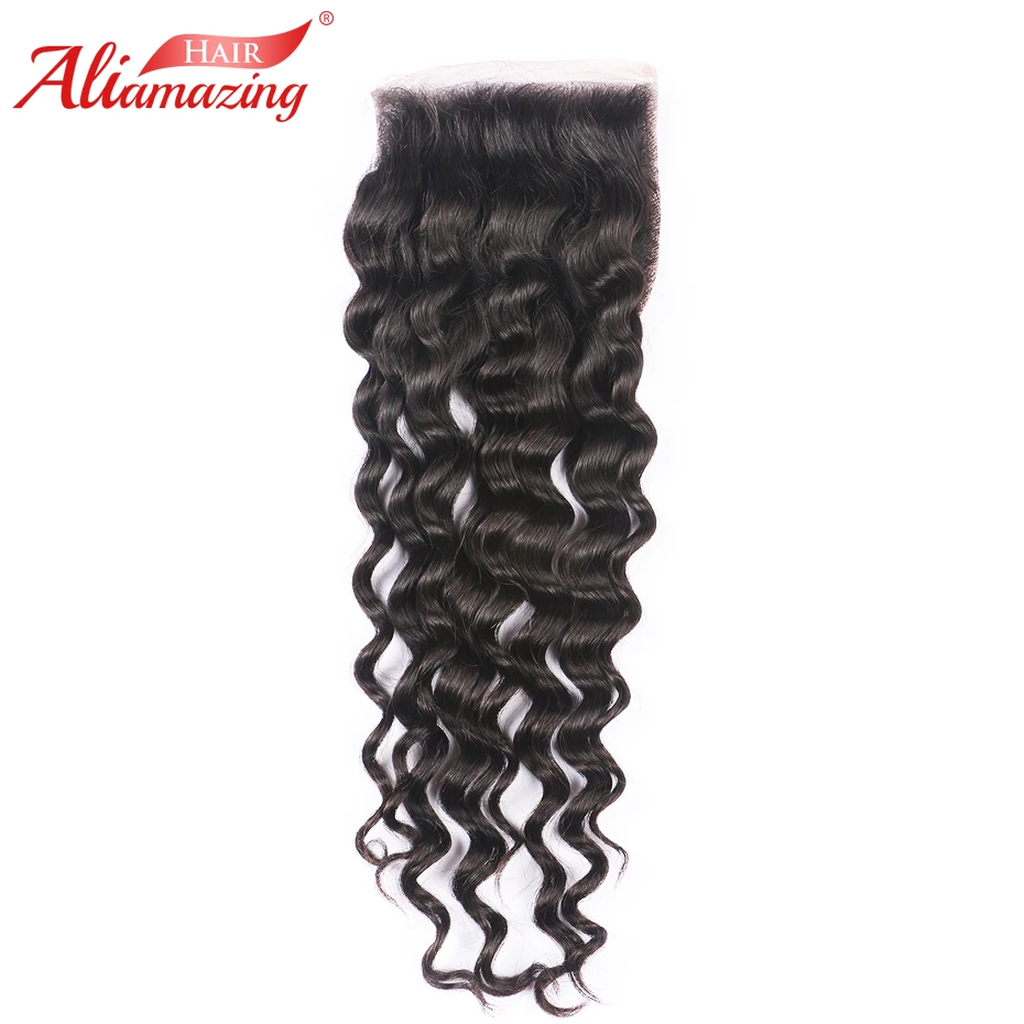 

Ali Amazing Hair 5x5 Lace Closure Brazilian Loose Wave Remy Human Hair Lace Closure With Baby Hair Middle Free Three Part #1b