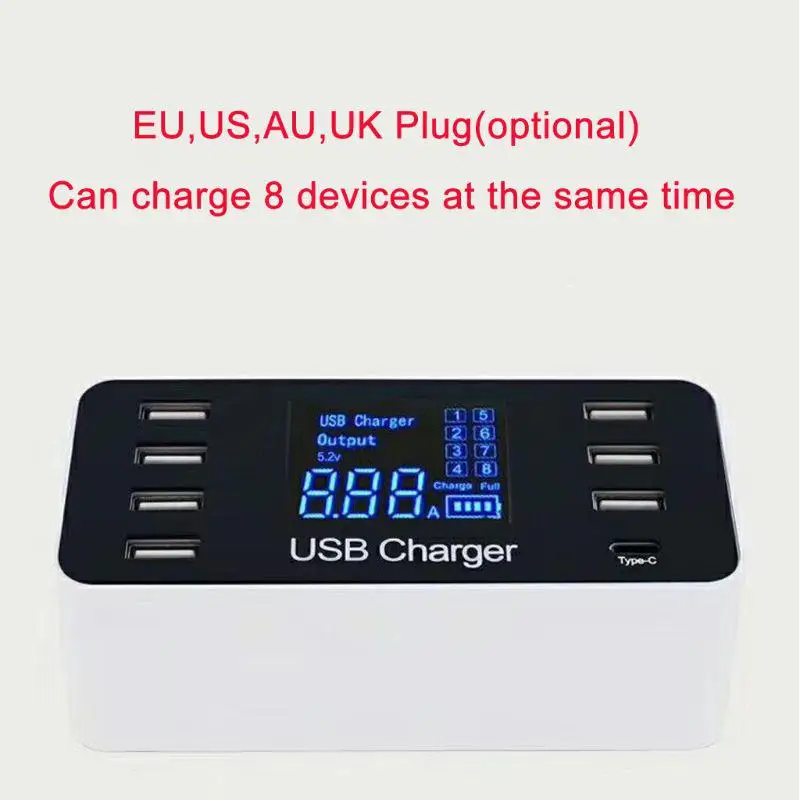 Розетка BEESCLOVER с 8 USB-портами и ЖК-дисплеем 5 В/8 А | Электроника