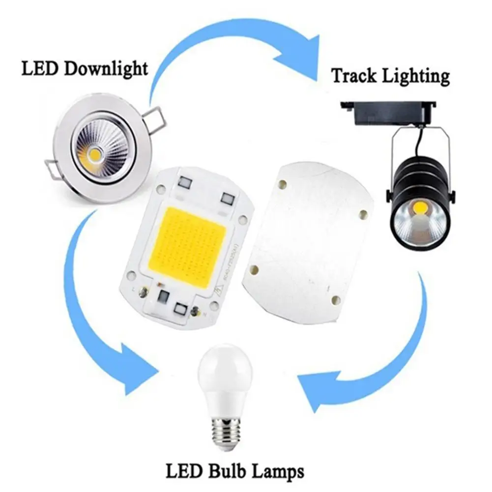 LAIDEYI 20W 30W 50W AC110V/220V высокомощный бесприводной прожектор COB LED чип Bead теплый/белый