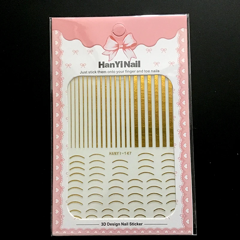 Mybormula 1pcs Stripes Wave Line 3D Nail Art Sticker White Flower dollar 3d nail Decals Decoration Adhesive Sticker Decals