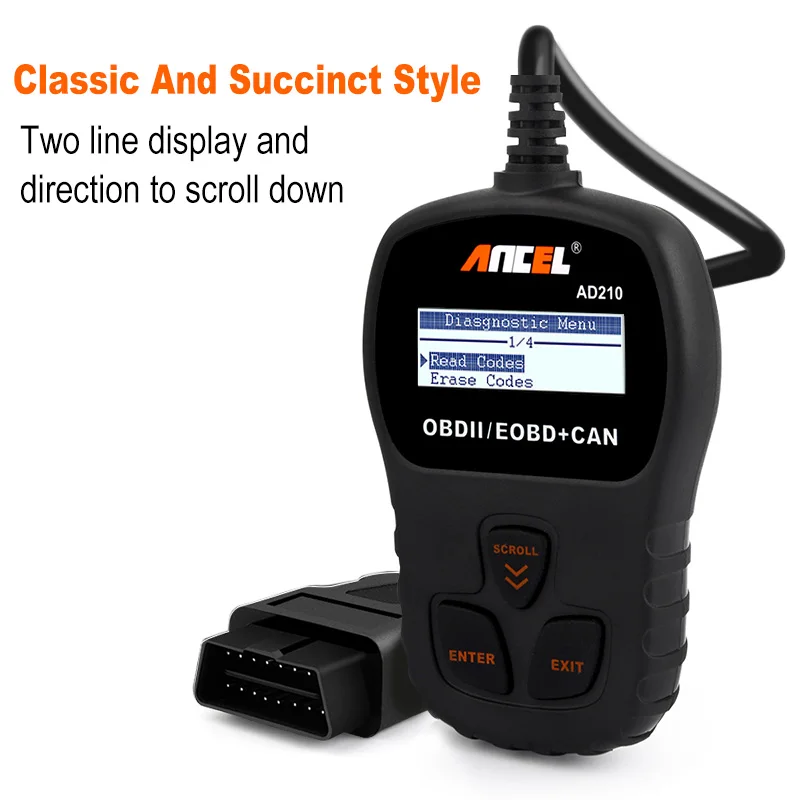 Ансель AD210 OBD2 EOBD автомобиль код читателя Автомобильная сканер OBDII ошибки
