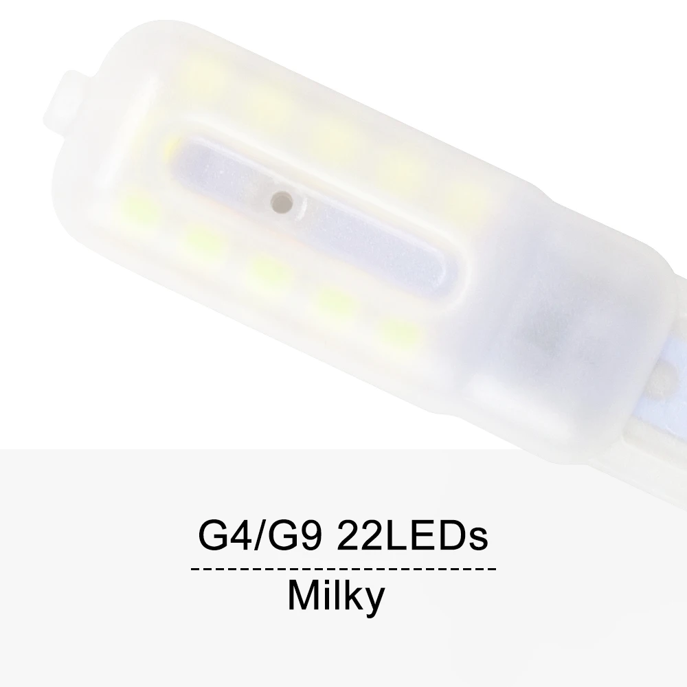 Milky 22led 6 шт. светодиодный свет мозоли G9 светодиодный светильник 220 В ампулы G4 светодиодный электрическая лампочка с регулируемой яркостью Светодиодная лампа 3W 5 люстра в форме свечи светильник на замену галогеновым лампам, 2835 - Испускаемый цвет: Milky 22led