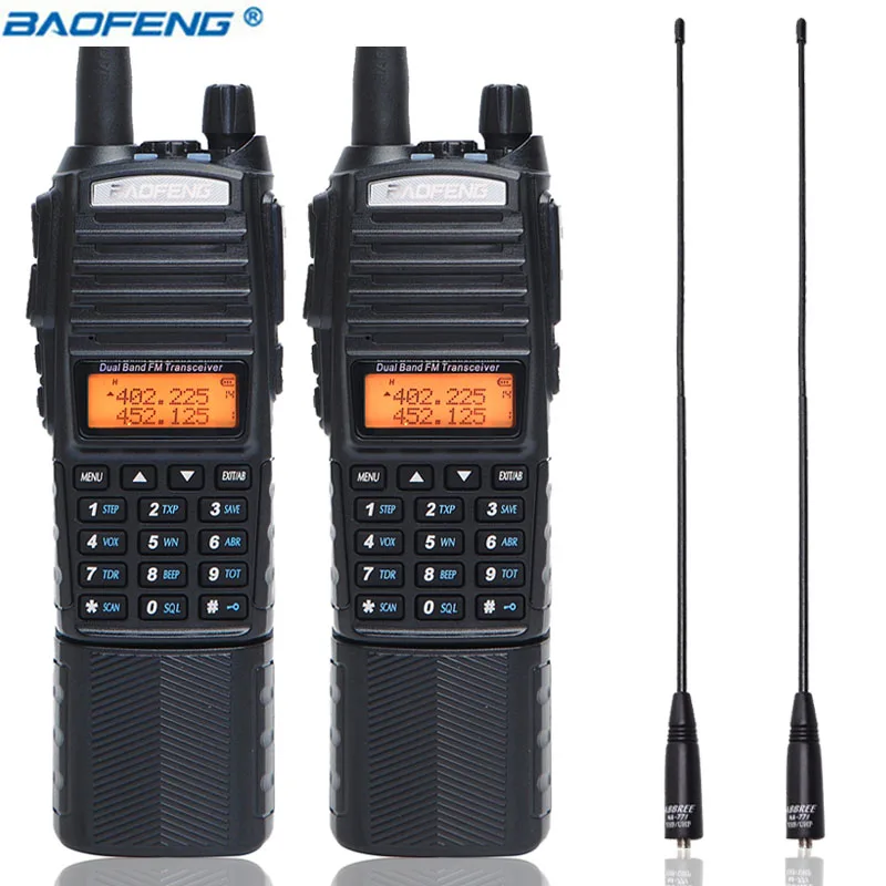 2 шт. Baofeng UV 82 Plus 8 Вт Высокая мощность DC разъем 3800 мАч рация двухдиапазонный 136 174 и