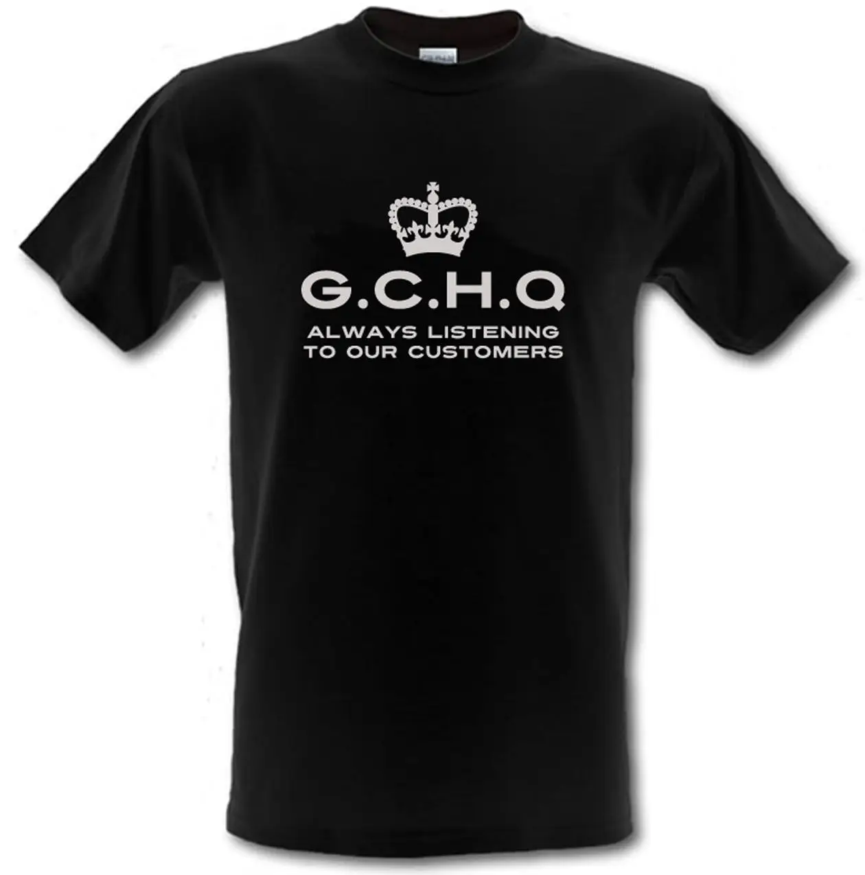 GCHQ всегда слушать наших клиентов G.C.H.Q Тяжелая хлопковая футболка S XXL Летняя