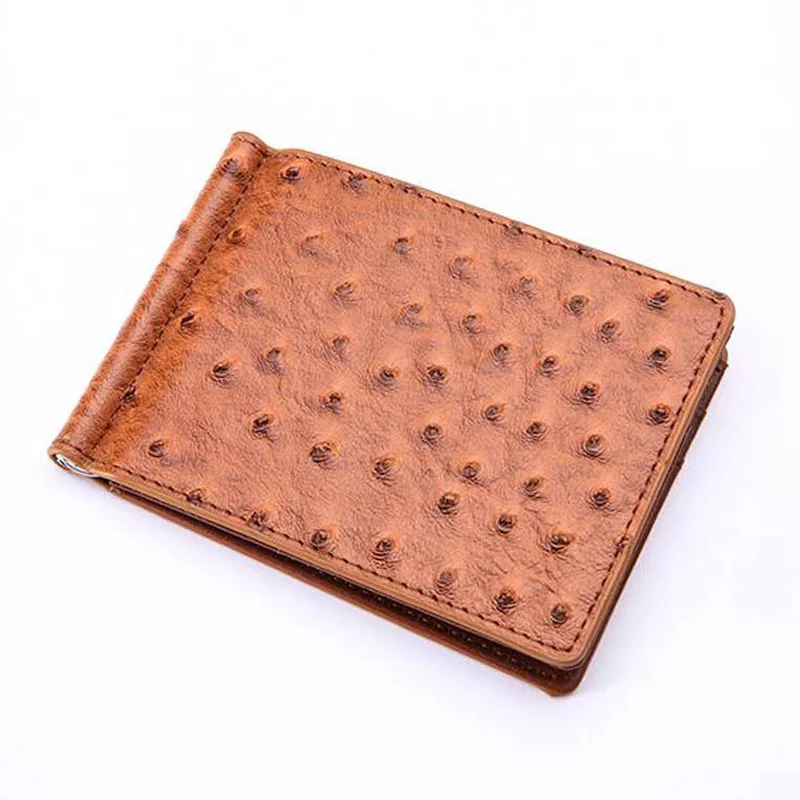 Тонкий кожаный мужской кошелек с клипсой для денег и 4 слотами карт держатель