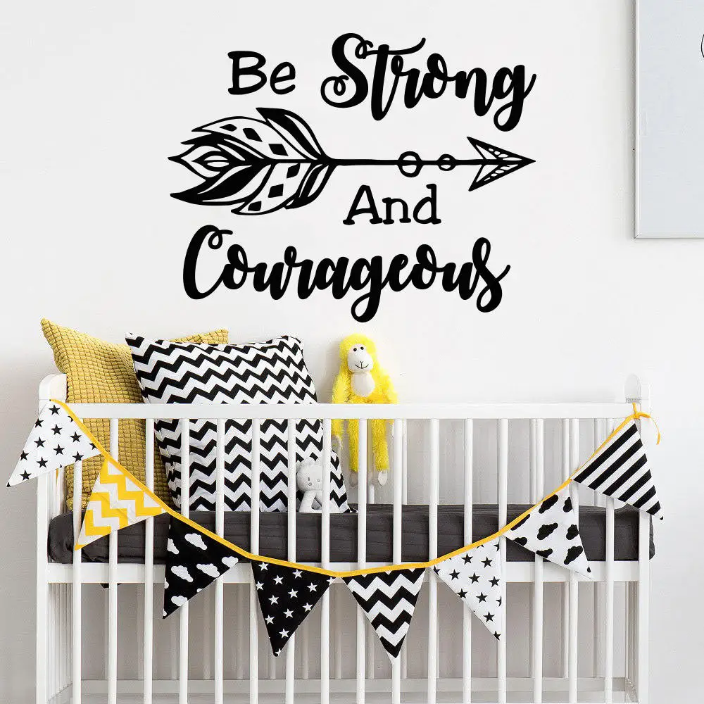 

Be Strong And Courageous Wall Decal Quote Joshua 1:9 Quotes Decals Wall Vinyl Sticker Nursery Decor Bible Verse Boy Room A047