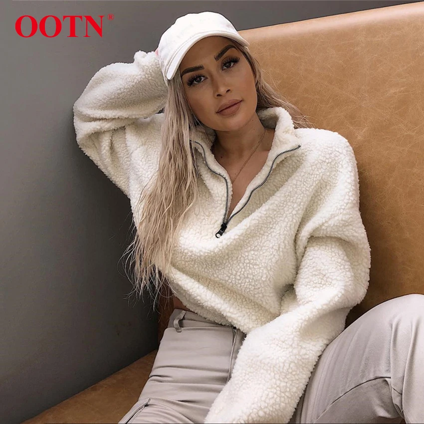 OOTN пушистый искусственный мех Для женщин пальто теплые толстые короткие белые