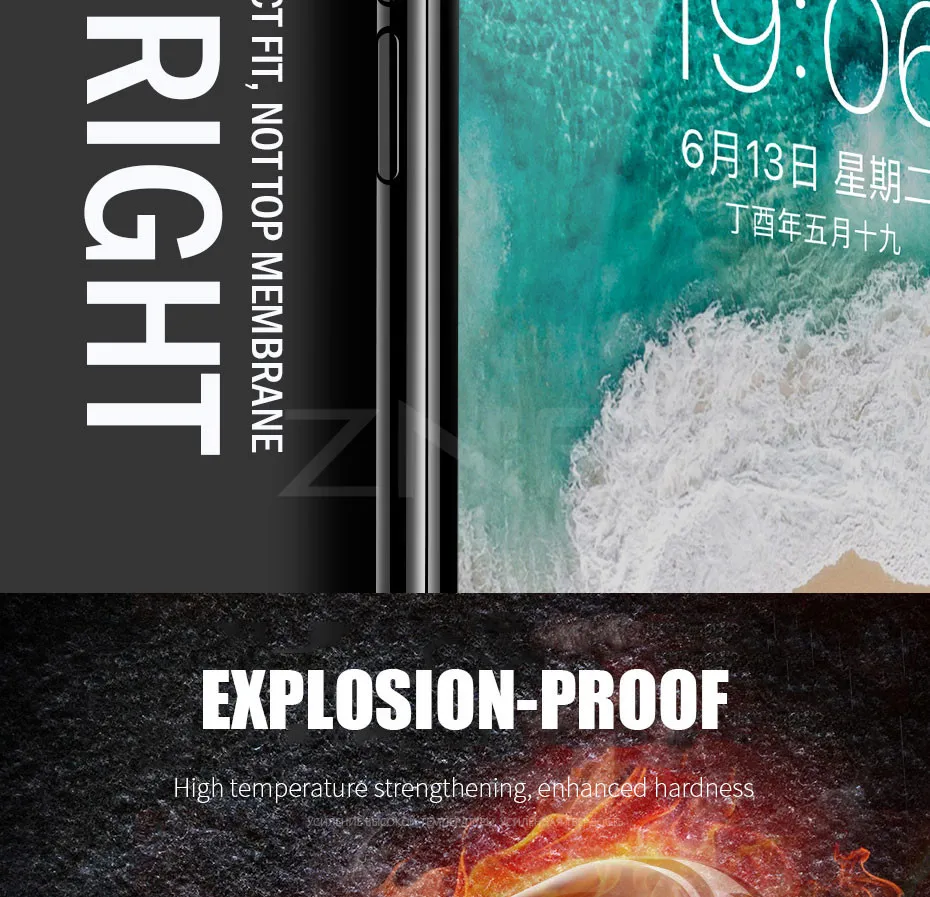 ZNP полное покрытие 6D Edge закаленное стекло для iPhone X 7 8 6 6 S Plus Защита экрана для iPhone 10 6 6 S 7Plus защитная пленка