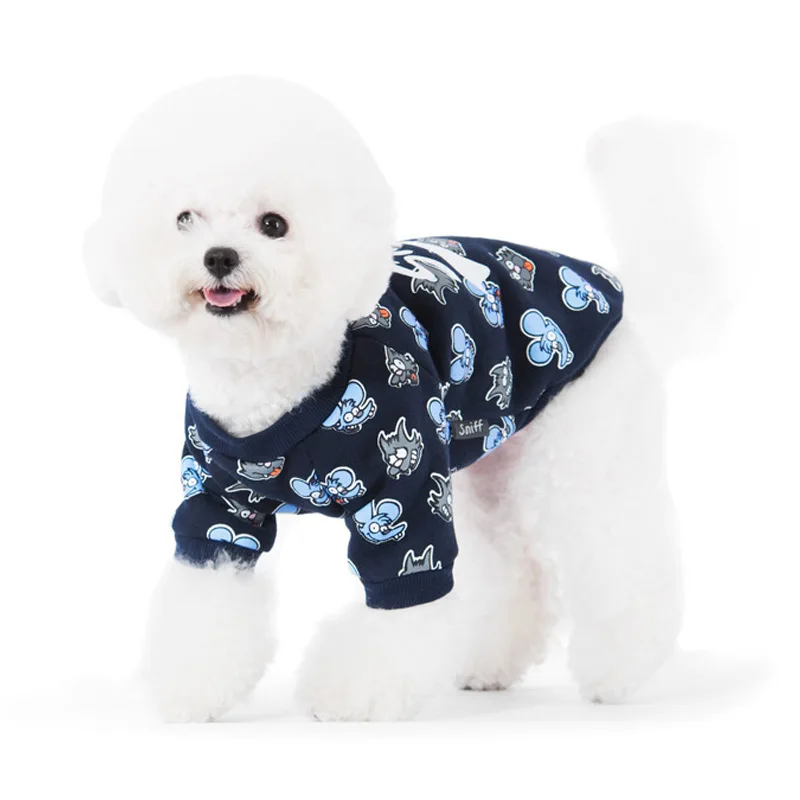 Новинка 2017 года милая Одежда для собак модная толстовка с капюшоном темно синего