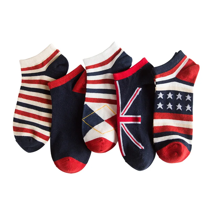 2 пар/лот летние полосатые модные хлопковые носки со звездами мужские