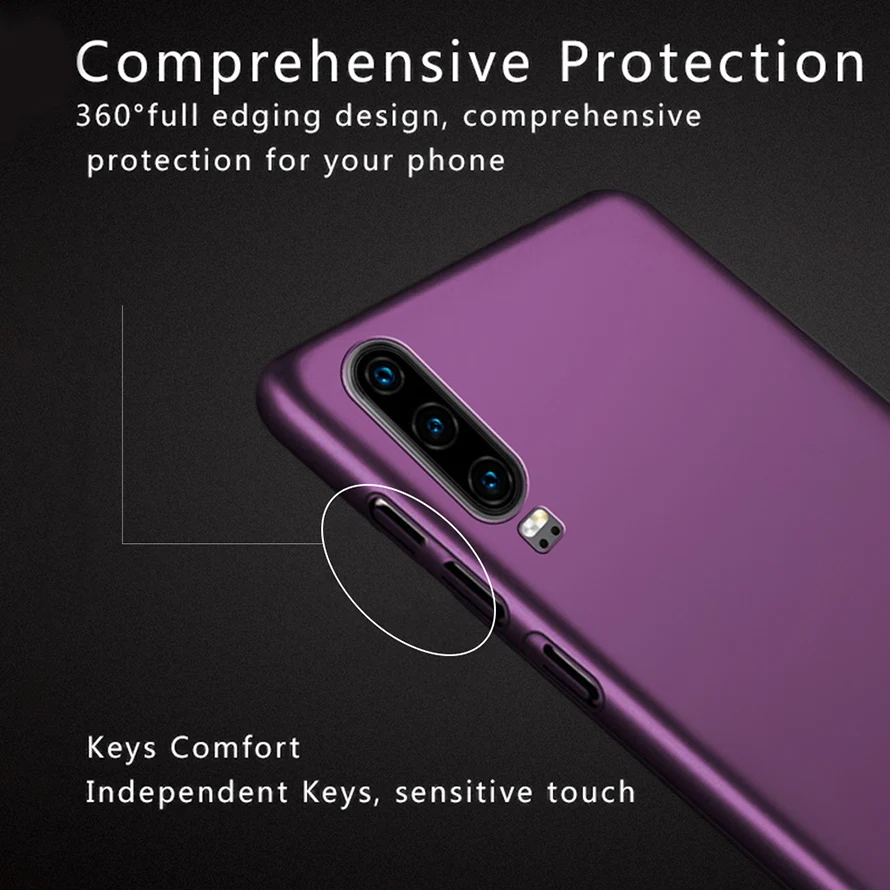Роскошный чехол для телефона Funda Huawei P 30 2019 черный ударопрочный жесткий матовый