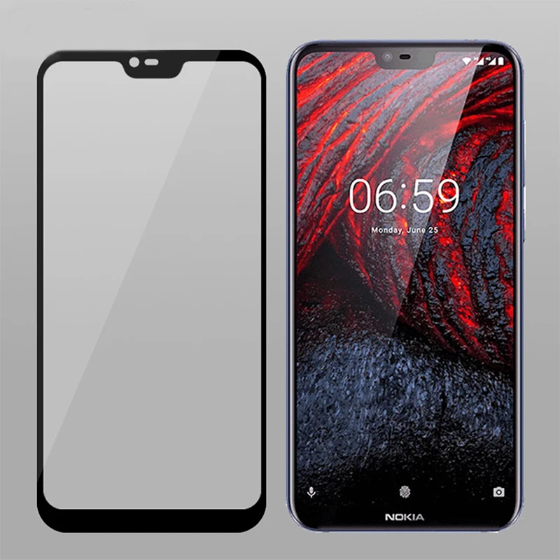 Закаленное стекло с полным покрытием для Nokia 7 1 Plus 2 шт. защита экрана защитная