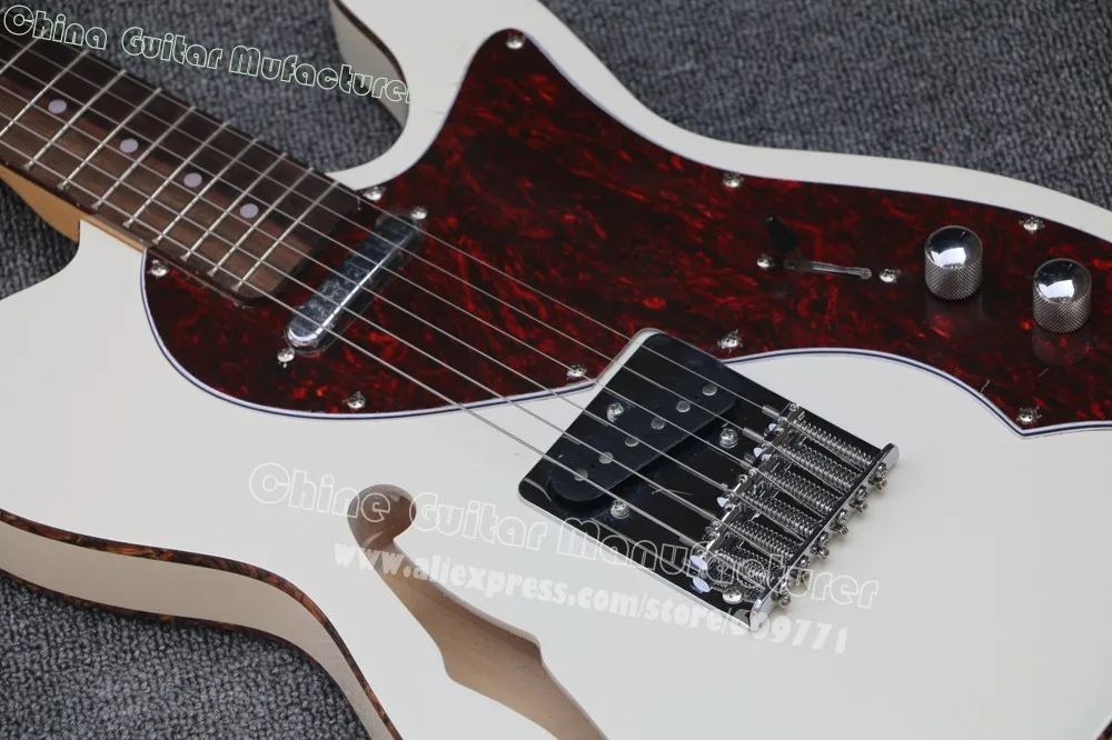 Классический custom shop Thinline Deluxe белая электрогитара, пользовательский цвет связывания F отверстие TL гитара