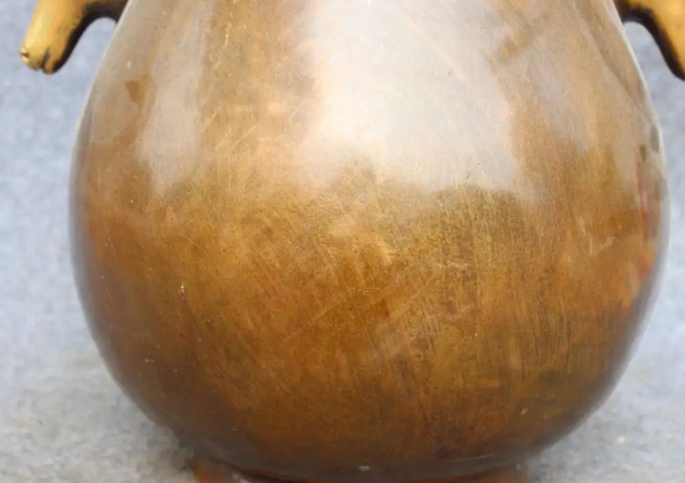 13 &quotотмеченная китайская фиолетовая бронзовая позолота голова оленя ручка