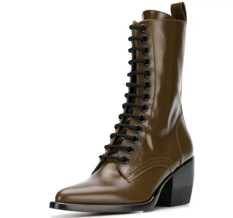 Bota feminina/Черные ботильоны для женщин; непромокаемые сапоги на шнуровке в стиле панк; женская обувь ковбойские сапоги; дизайнерская женская обувь martin; - Цвет: as picture