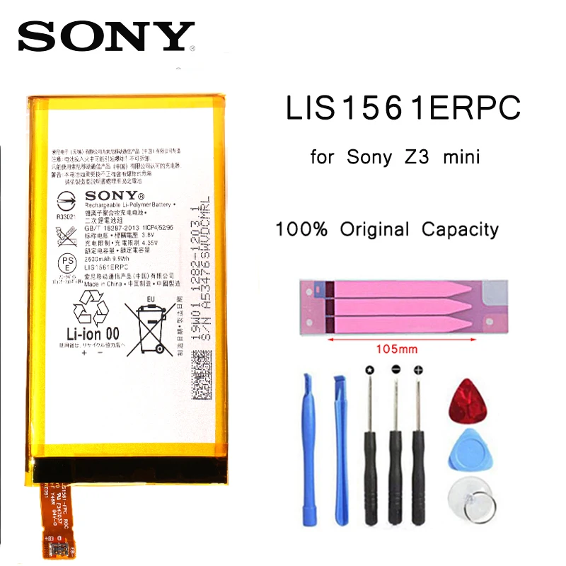 Оригинальная батарея SONY для телефона LIS1561ERPC, сменные батареи для SONY Xperia Z3 Compact Z3 mini C4 M55W D5833, SO-02G батарея