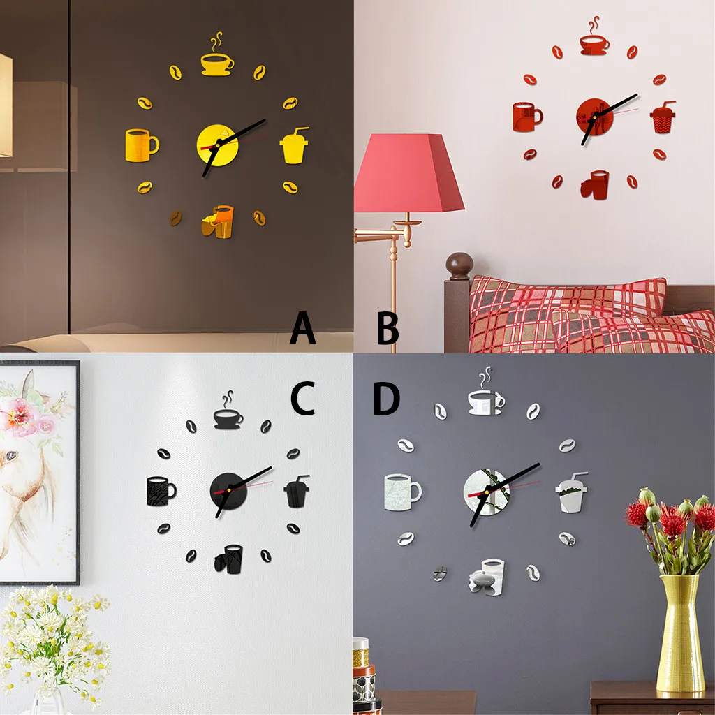 3D современный DIY большое количество зеркальные настенные стикеры Большие часы